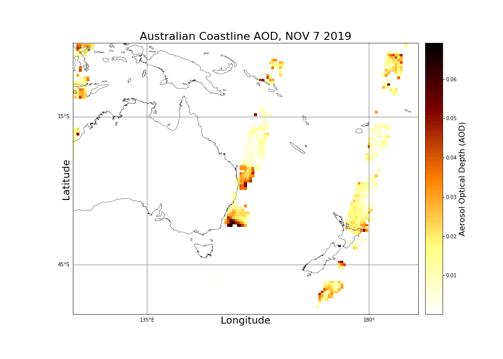 Australia Wildfires Aerosol Optical Depth